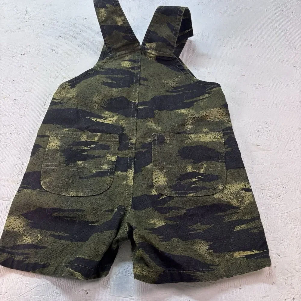 Carhartt Toddler 2T Camo Bib Shortalls Overalls Cotton Green Black Shorts Cotton
